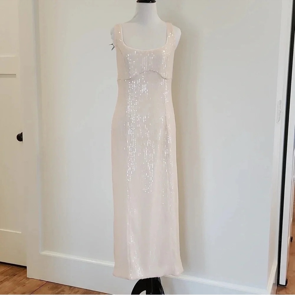 Anthropologie Pilcro Cream / Light Pink / White Sequin Midi Dress